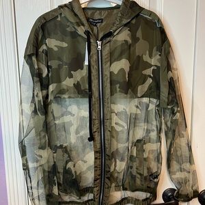 NWT! Camo mesh jacket with hoodie
